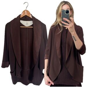 Wilfred Aritzia Chevalier Brown Triacetate (Silk) Satin Effect Blazer Jacket